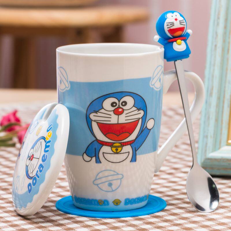 创意陶瓷杯带勺盖马克杯情侣咖啡牛奶杯卡通早餐杯随手杯网红抖音在类目 餐饮具, 杯子/水杯/水壶, 马克杯中 - 来自Buy2taobao.com提供专业的淘宝代购服务