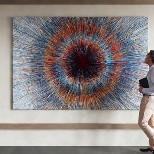 饰画酒店民宿样板间壁画玄关挂画 现代简约轻奢聚财客厅装 炫彩