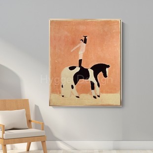 法式复古小众艺术马上挂画八尾金鱼软装餐厅书房墙面装饰画玄关画