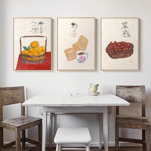 李知弥新中式装饰画艺术餐厅挂画饭店厨房食物挂画农家小生活壁画
