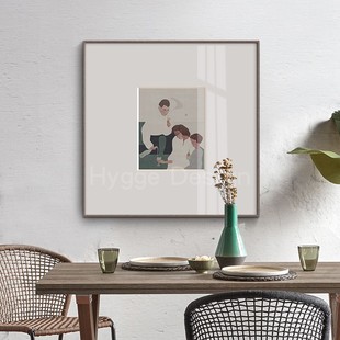小清新治愈系简约艺术ins装 饰画客厅餐厅饭厅正方形挂画卧室壁画