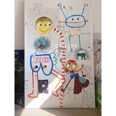 多巴胺高饱和卡通童趣高级感潮流艺术客厅装 饰画儿童房小众挂画