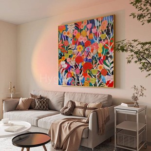 现代多巴胺彩色高级感北欧风客厅玄关挂画卧室书房装 饰画方形壁画