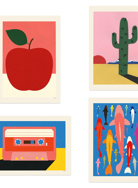 荷兰PSTR Studio复古艺术设计色块苹果装饰画Rosi Feist