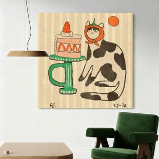 饰画儿童房卧室床头艺术挂画 可爱卡通客厅沙发背景装 喵喵星人