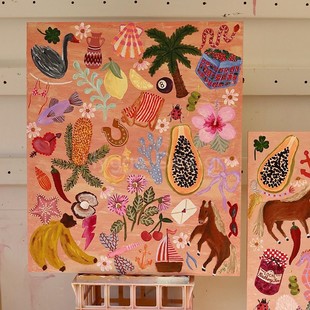 多巴胺粉色系列客厅装 饰画小众艺术抽象酒店民宿壁画玄关走廊挂画