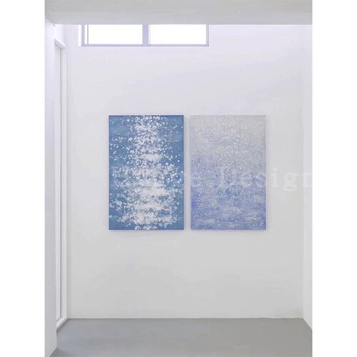 现代极简蓝色治愈系水波纹小众艺术抽象客厅玄关装饰画高级感挂画