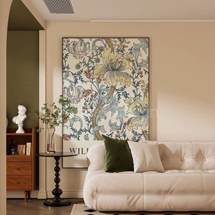 南洋复古风客餐厅沙发背景墙装 饰画植物花卉壁画走廊玄关艺术挂画