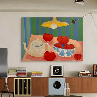 饰画抽象艺术感玄关装 复古客厅装 美式 饰画小众卧室挂画 平安果