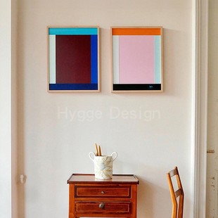 中古多巴胺客厅装 小尺寸高级感色块组合卫生间挂画 饰画包豪斯风格