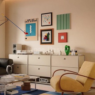 中古风包豪斯抽象艺术客厅装 饰画多巴胺儿童房沙发背景墙组合挂画