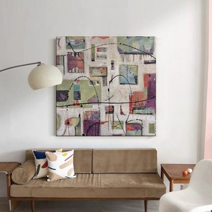 现代简约抽象艺术色块线条客厅涂鸦装 饰画玄关卧室书房儿童房挂画