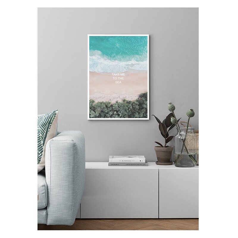 ins风沙滩海边画报 现代简约客厅装饰画画芯画心 高清微喷不含框