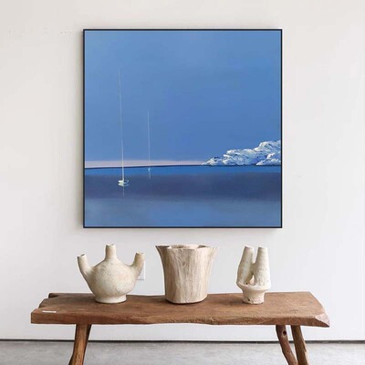 海边风景客厅玄关走廊蓝色系现代艺术挂画北欧风格卧室床头装饰画