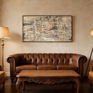 中古侘寂风抽象线条客厅装 饰画沙发背景墙挂画艺术高级感卧室壁画