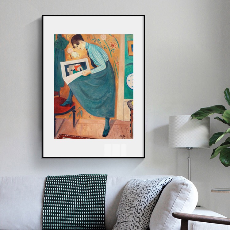 纳尔·乔林蓝裙少女现代画设计师人物抽象画挂画餐厅油画装饰画芯