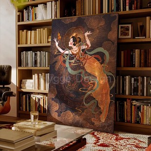 敦煌飞天客厅装 饰画玄关沙发背景墙挂画小众艺术抽象人物图案壁画