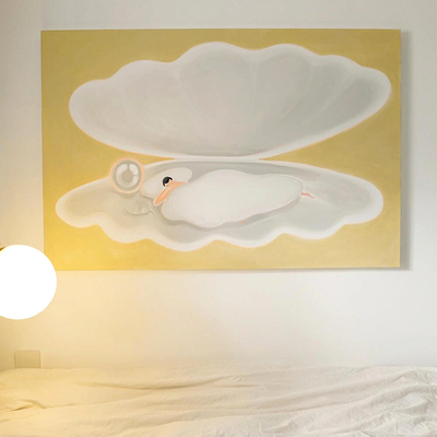 法式奶油风装饰画高级感主卧室床头挂画温馨莫兰迪美容院艺术暖色