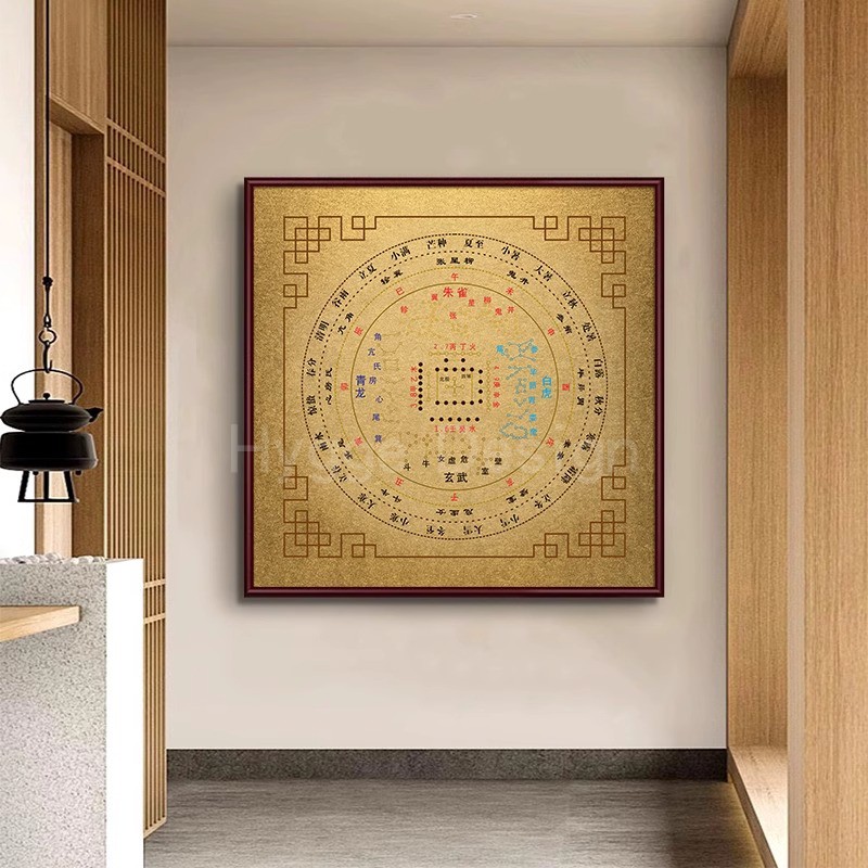 新中式地支节气28星宿客厅装饰画方位贴地理星象排列书房壁画挂画