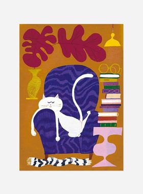 瑞典moderna museetSanna Mander小众插画猫狗装饰画