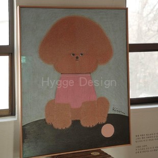 饰画小众艺术儿童房玄关壁挂画 韩国艺术家抽象客厅装 忧郁小狗