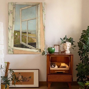 现代简约窗户光影艺术感客厅装 饰画卧室壁画高级感沙发背景墙挂画