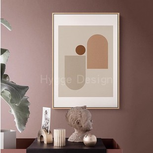 现代简约轻奢客厅装 挂画 饰画玄关沙发抽象几何画复古背景卧室竖版