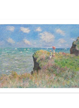 莫奈Monet悬崖漫步Cliff Walk粉色风景经典名画装饰画