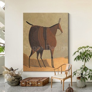 客厅挂画好寓意玄关中古电表箱装 侘寂风复古法式 饰画 马到成功