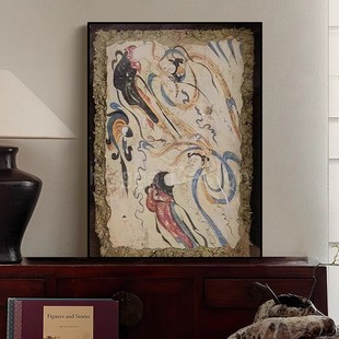 玄关卧室墙挂画 艺术餐厅美式 敦煌莫高窟系列客厅复古装 饰画新中式