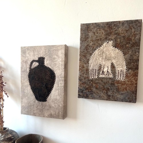 侘寂中古风客厅装饰画小众艺术感民宿摆件日式极简玄关高级感挂画