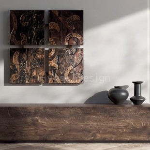 中古侘寂风客厅装 饰画复古风玄关摆件抽象艺术民宿组合挂画