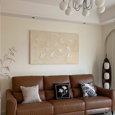 主卧室床头挂画高级感奶油风沙发背景墙装饰画餐厅客厅法式轻奢