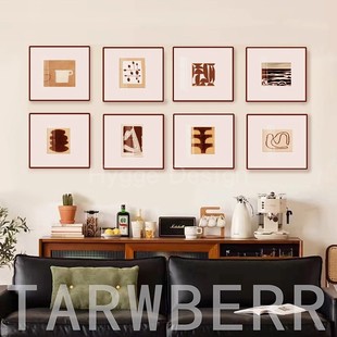 美式 饰摆画 小众艺术正方形留白抽象高档轻奢组合沙发背景墙壁挂装