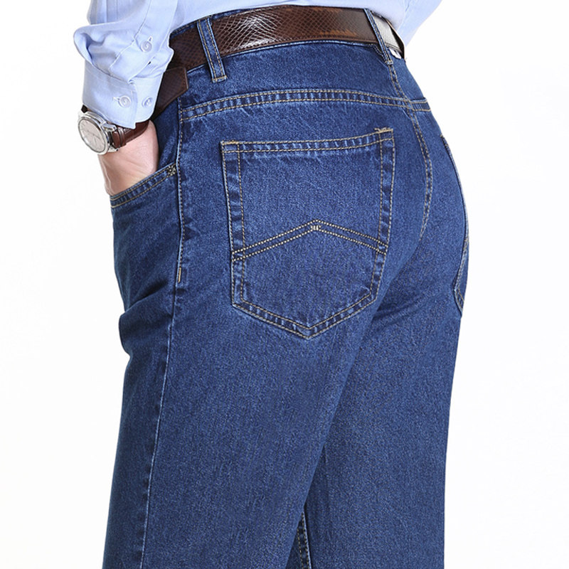 正品苹果牛仔裤秋冬款 中老年男士直筒宽松纯棉经典商务百搭裤子