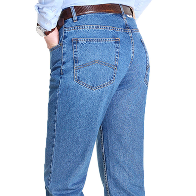 秋冬款 苹果牛仔裤男 中老年直筒宽松商务休闲高腰全棉中腰长裤子