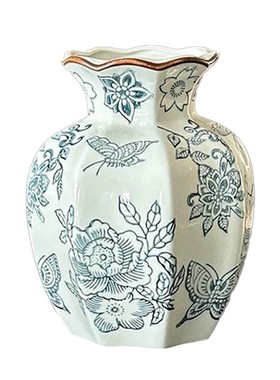 中古青花瓷复古陶瓷花瓶插花摆件感小众家居装饰花瓶陶瓷花器