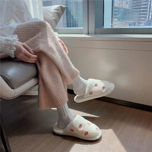 冬季棉拖鞋可爱厚底保暖毛学生拖鞋女家居毛绒亲子防滑情侣