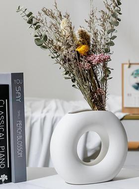 圆圈陶瓷花瓶现代简约花瓶家居客厅摆件家饰水培干花鲜花器跨境