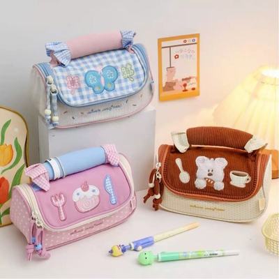 草莓卷卷笔袋多巴胺心大容量文具收纳袋可爱学生便携式手提包