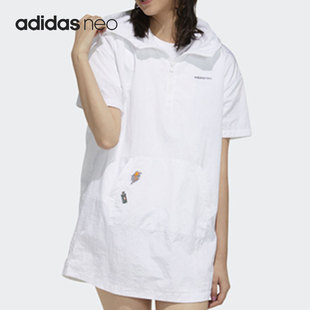 女子运动休闲短袖 Adidas NEO 连帽连衣裙 阿迪达斯正品 GP5478