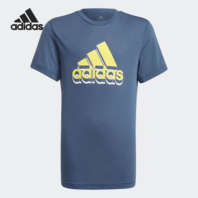 Adidas/阿迪达斯正品2022夏季大童运动休闲舒适印花短袖T恤GM8476