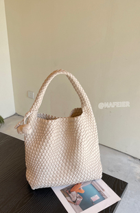 娜飞儿51857新款女包手工编织质感单肩托特包大容量水桶包时尚包
