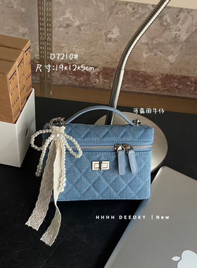 小D家7210新款女包盒子包小香风菱格链条包时尚百搭手提斜挎包