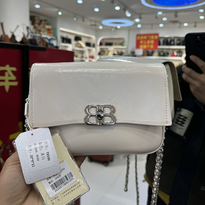 韩姿雪COCY8590小方包银色包包女高级感小众链条包油蜡皮斜挎小包