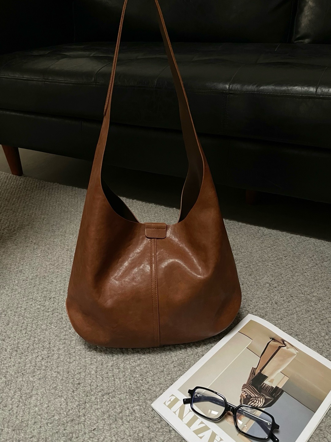 娜飞儿13352新款女包单肩包手提斜挎腋下包头层磨砂牛皮时尚包