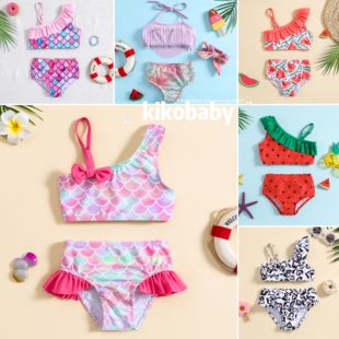 Baby Swimwear儿童女童鱼鳞美人鱼蝴蝶结比基尼分体童装 女宝泳衣