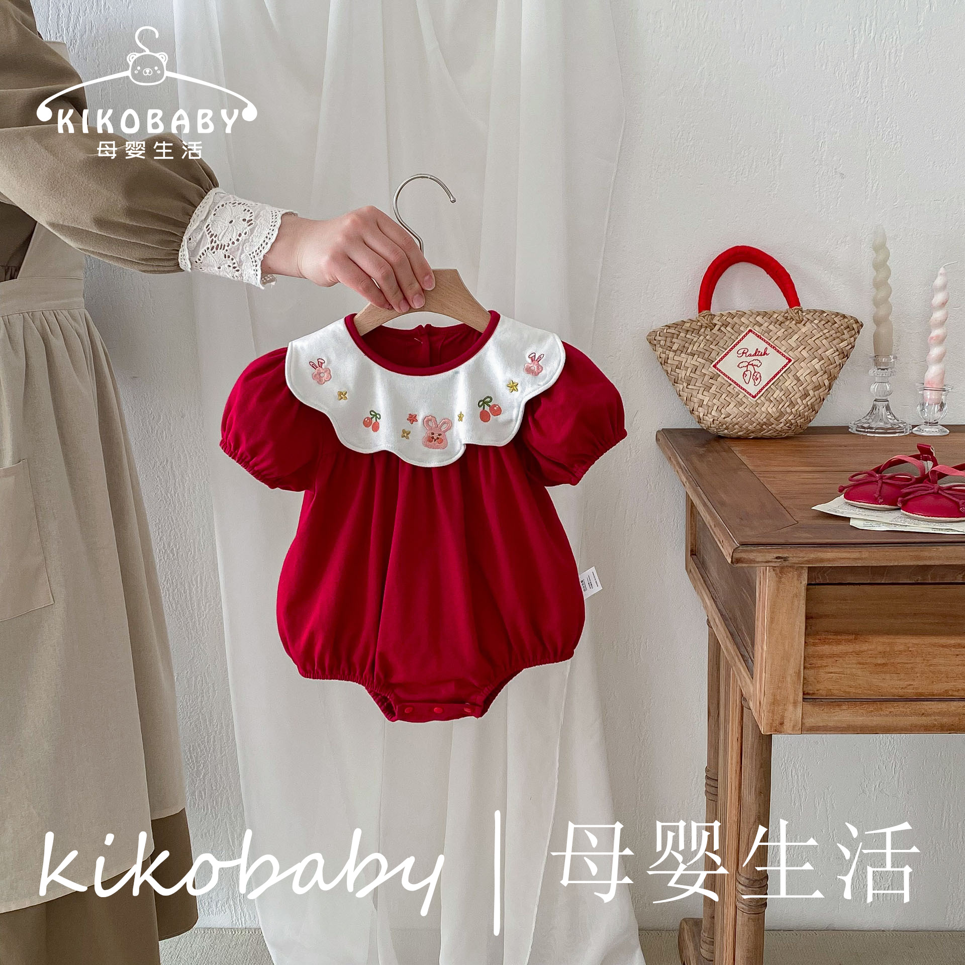 ins婴儿衣服娃娃领新生儿女宝宝连体衣满月百天周岁哈衣包屁衣夏