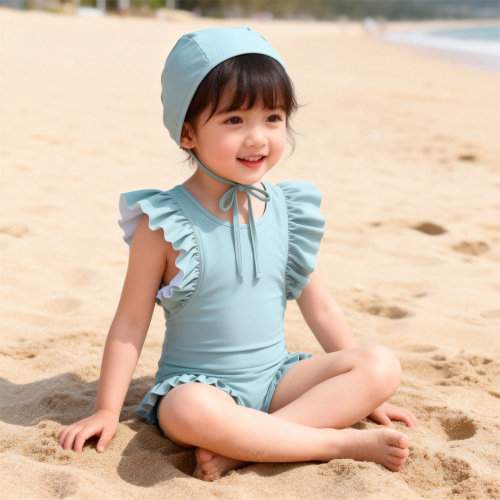 BABY SWIMWEAR外贸儿童泳衣泳帽宝宝连体女童泳衣沙滩装婴儿泳装