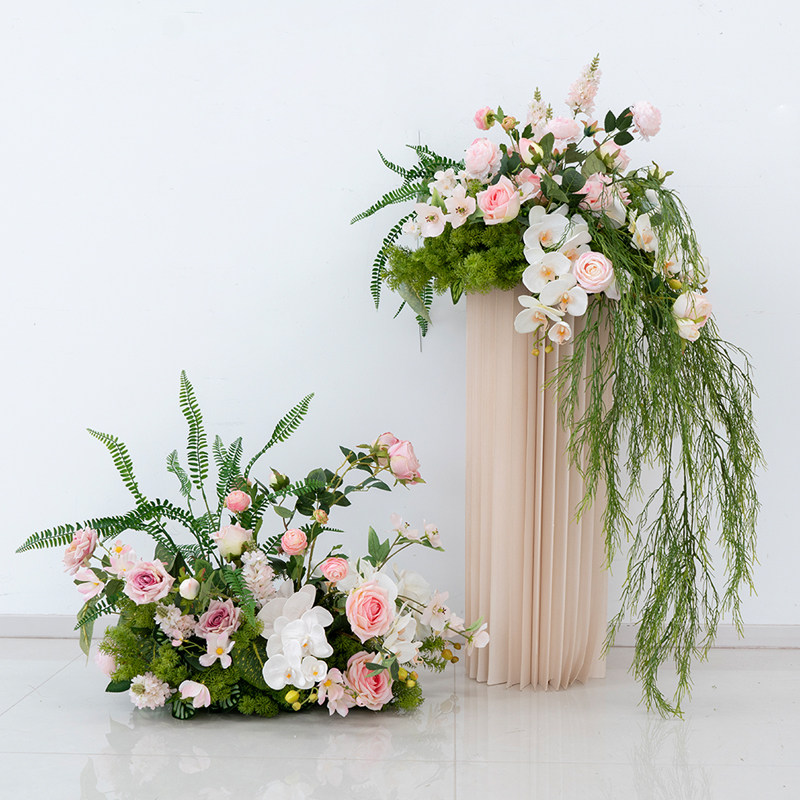 成品定制莫奈风地排花仿真花球花艺 店面橱窗活动仪式布置假花